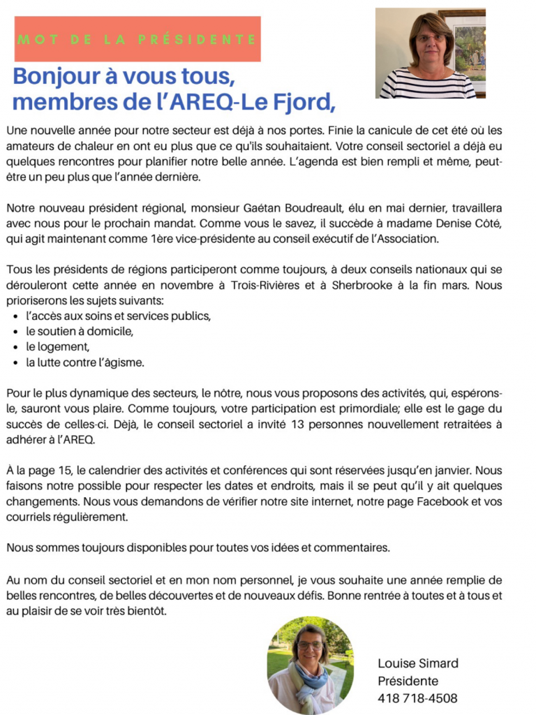 Mot de la présidence 2026